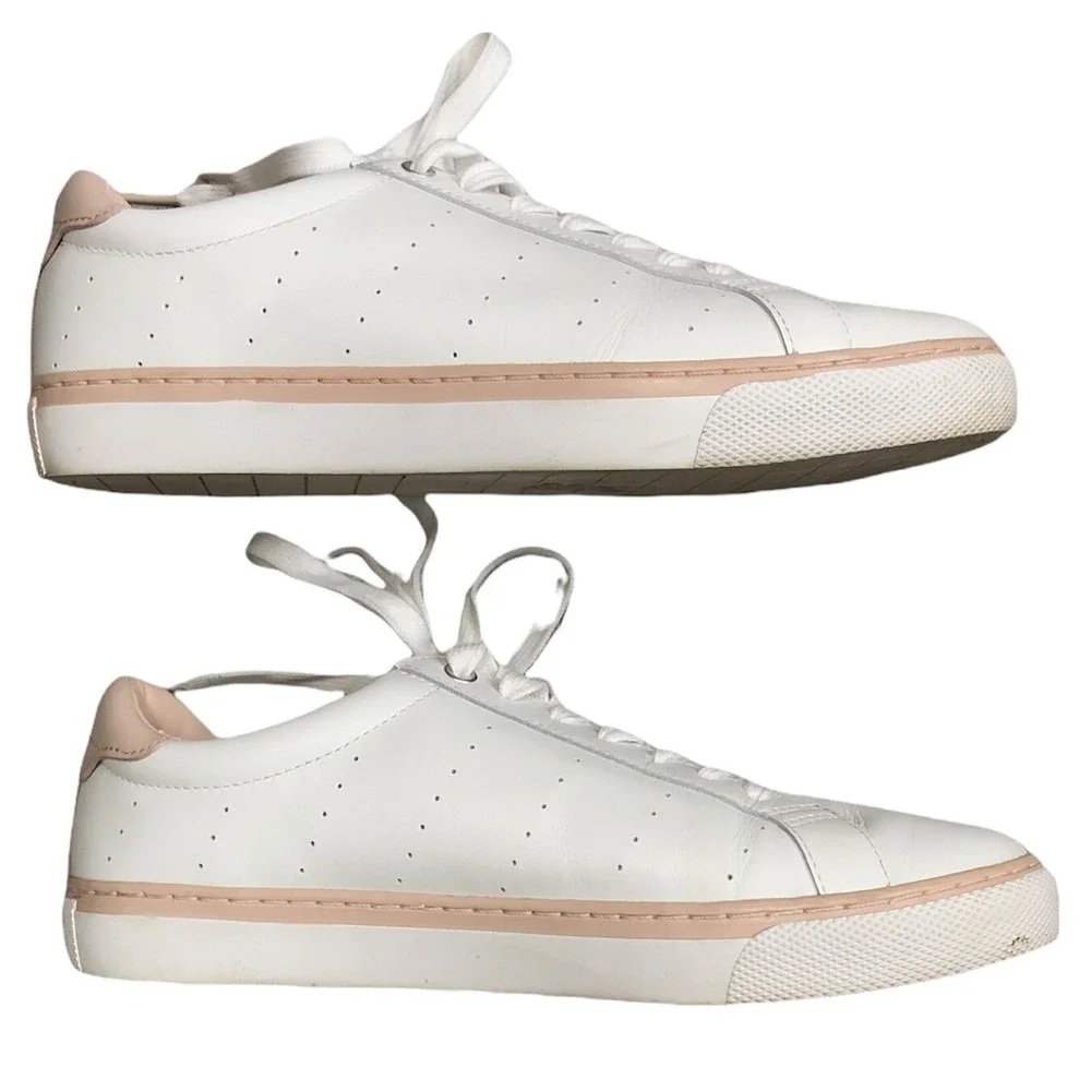 J.Crew Saturday Sneakers Leather white with pink details size 10‎